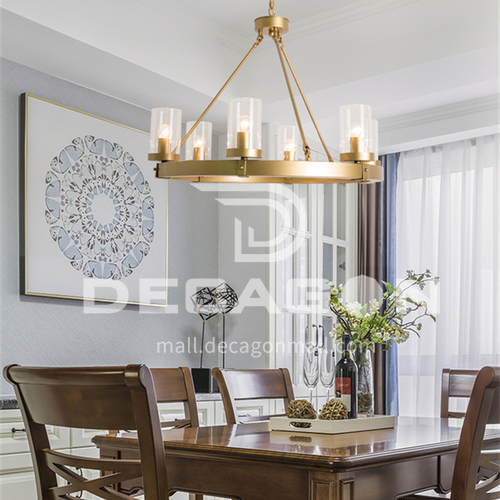 American style chandelier, creative chandelier, high quality metal translucent glass lampshade, living room dining room chandelier-WX-9020